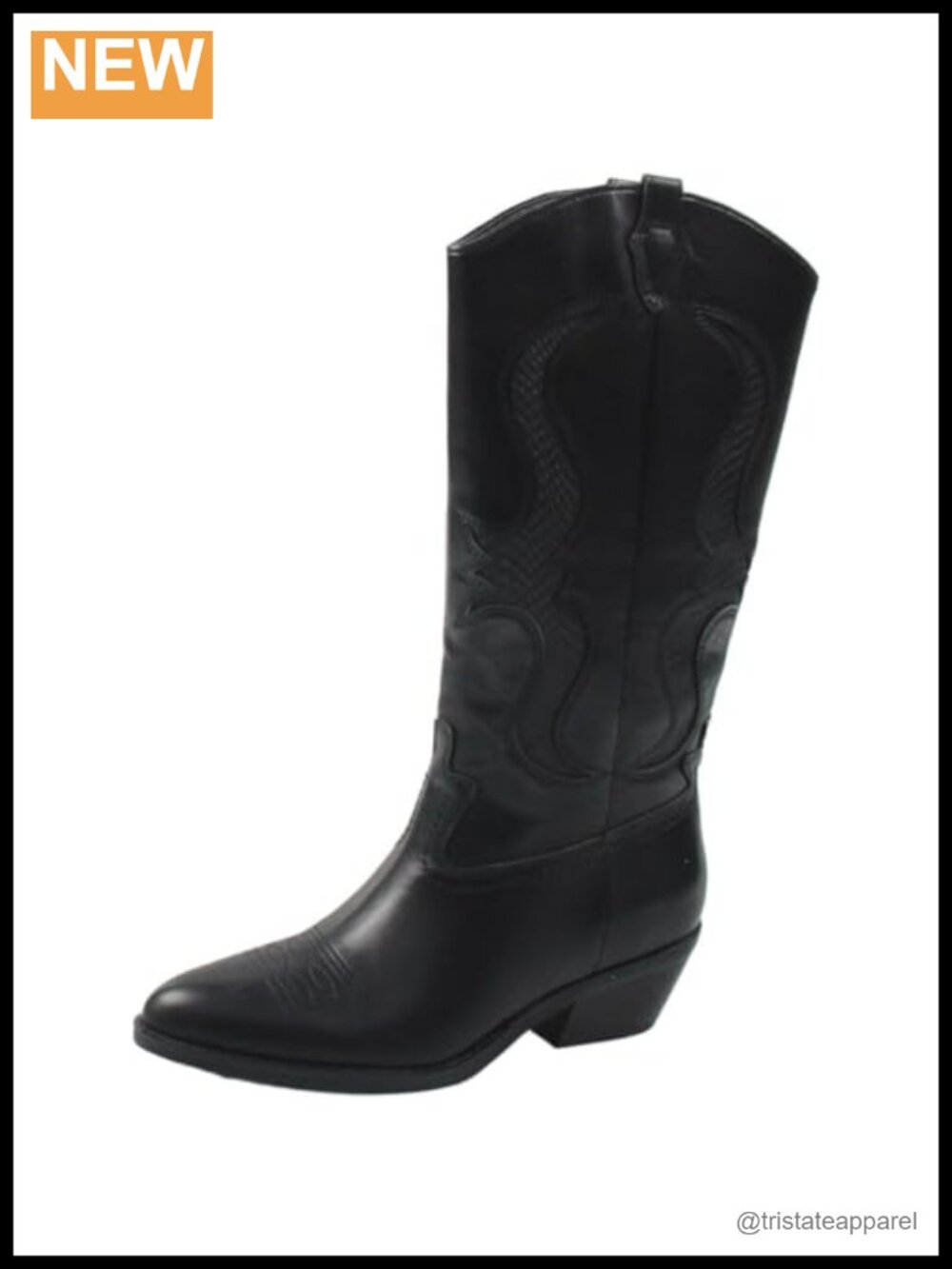 Nine West Cwyft Mid-Calf Western Boots Faux Leather Pull-On